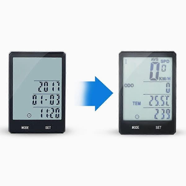 Tachometer baggrundslys enkelt cykel kablet speedometer engelsk display med forlænget sæde (grønt lys)