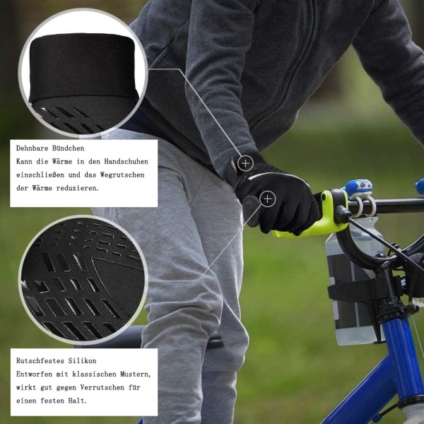 Vintervarme Løbehandsker til Børn - Varme Cykelhandsker til Koldt Vejr