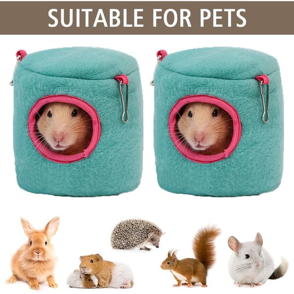 2 stk. Mini Hamster Seng Gemmesteder og Huse, Bomuld Mini Dyr Kæledyrsrede Hule blue M