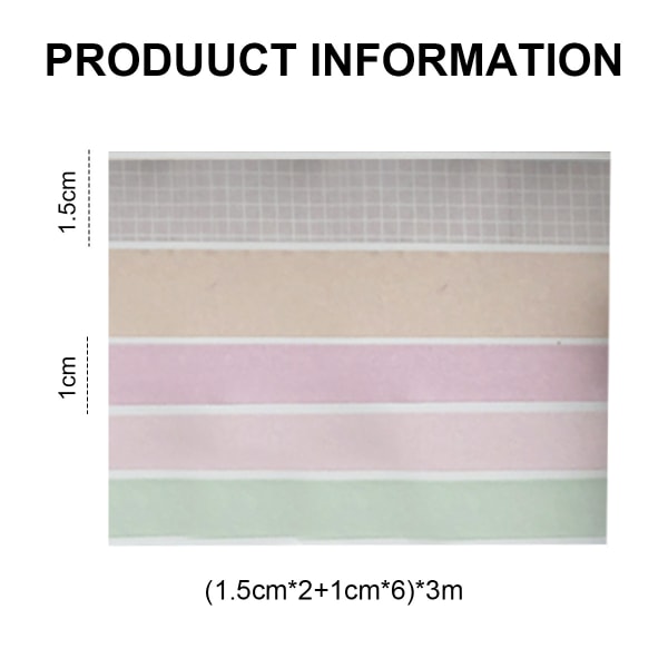 Pastellfärgad Washi-tejp - 16 rullar tunn enfärgad Washi