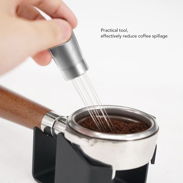 Kaffefördelningsnål i rostfritt stål, fast, praktisk, säker handtamper, omrörningsverktyg för hemmet, silver