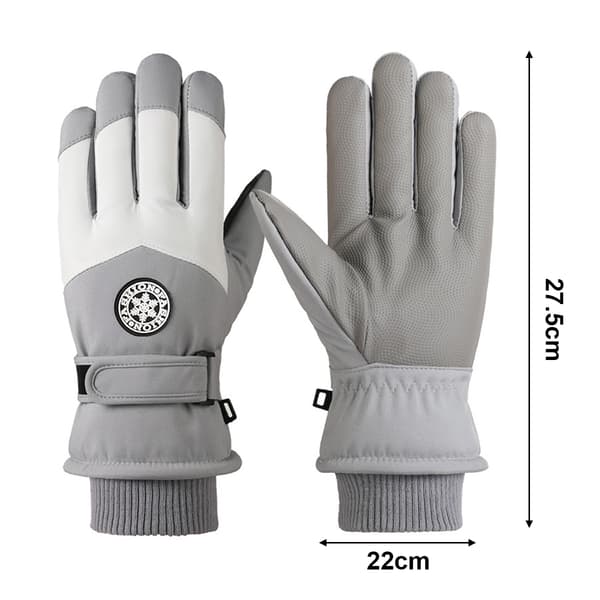 Vattentäta vinterhandskar för damer, termiska sporthandskar med elastisk mudd, tjocka för vandring, skidåkning och bilkörning utomhus Light grey