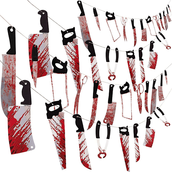 Blodiga Vapen Hackkniv Set, Polyester Material Hållbara och Återanvändbara Verklighetstrogna Skräckrekvisita, Perfekt för Halloweenfestdekorationer Inomhus och
