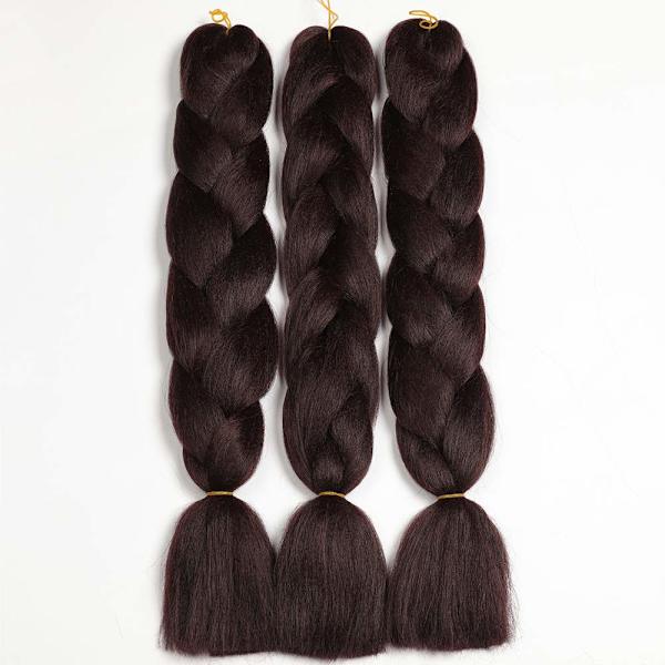Ombre Jumbo-punokset Hiustenpunonta Hiukset Kanekalon, Synteettiset Hiustenpidennykset 24 tuumaa (60 cm) 300g / 3 kpl, (Tummanruskea#)
