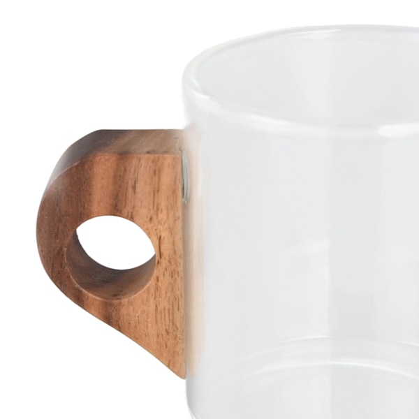 Glas Kaffekop Varmebestandig Vandkop med Træhåndtag til Hjem Rejse Køkken Restaurant, 280ml