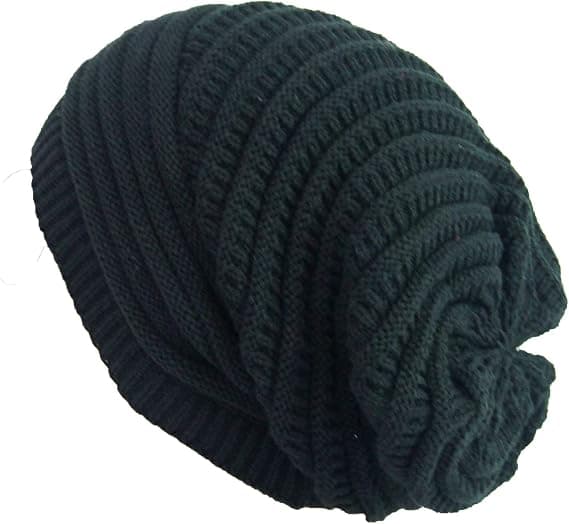Dam Kabelstickad Mössa Slouchy Stickade Hattar Skull Cap