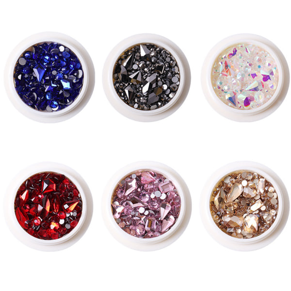 Blandade färger Nail Art Rhinestone，Crystal Rhinestones för Nail Design Crystals Gems style 4