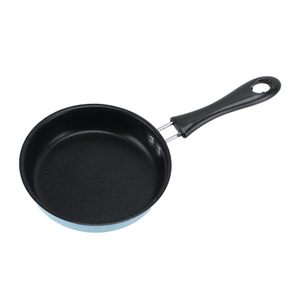 Mini Stekepanne Rustfritt Stål Ikke-Klebbende Induksjonsgryte Rund Frokost Liten Stekepanne for Egg med Langt Håndtak, 12cm Blå