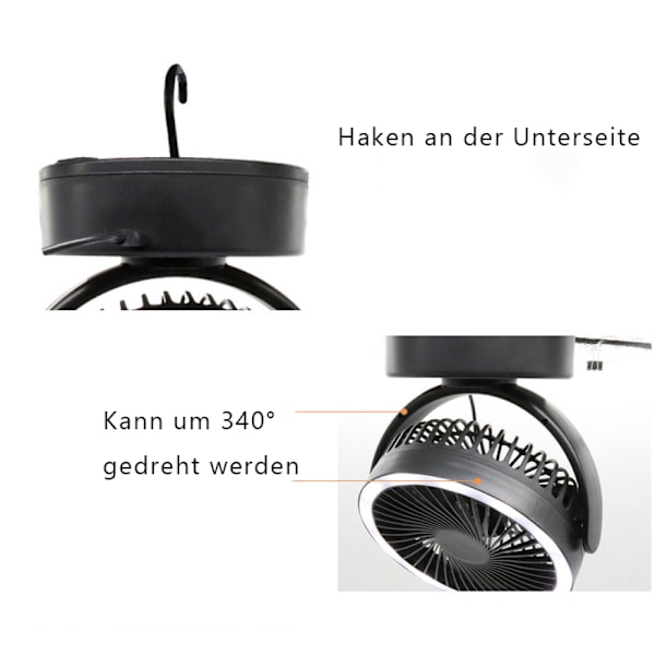 Batteridriven fläkt med 360° rotation, din perfekta följeslagare för utomhusäventyr och nödkraft