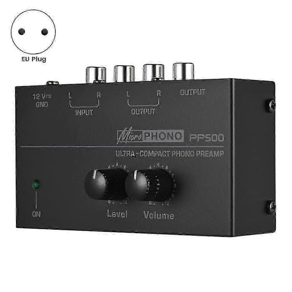 PP500 Ultrakompakt Phono-förförstärkare med volymkontroll, EU-kontakt