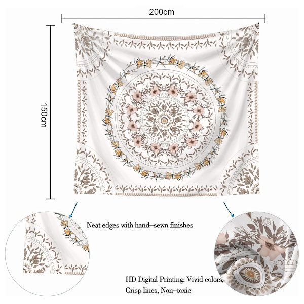 Mandala Vægtæppe Blomstermedaljon Vægtæppe Blomsterplante Skitse T