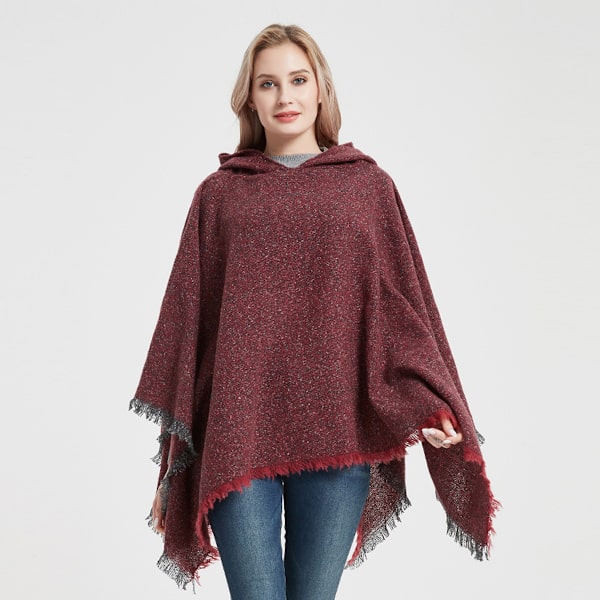 Dame Plaid Hetteskjerf Kappe Teppe Poncho Hetteskjerf