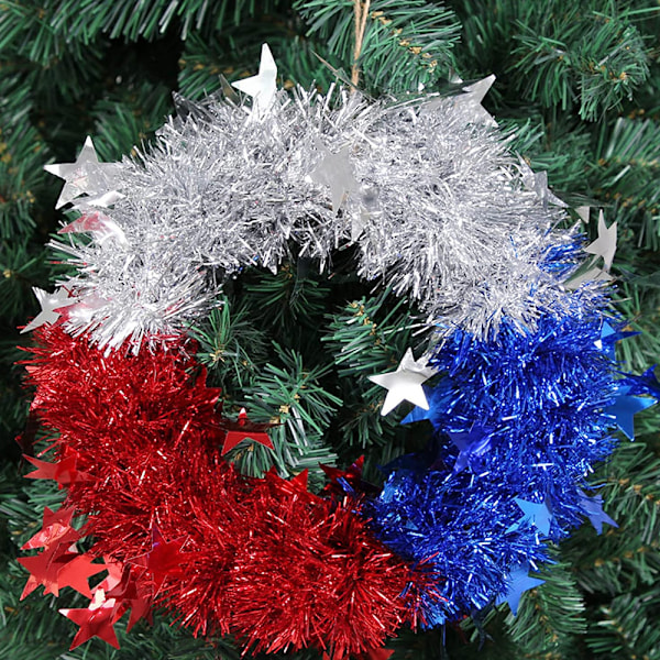Patriotiska kransar dörrkransar, Independence Day Tinsel Wreath