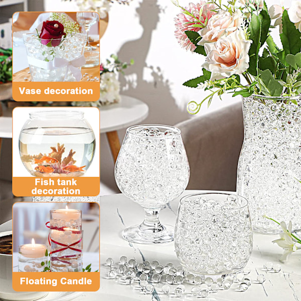 Vasfyllningspärlor, Klara Vatten Gelé Pärlor för Bröllopsdekorationer, Giftfria och Färgbeständiga, Mångsidiga för Blomsterarrangemang, Hemdekorationer,