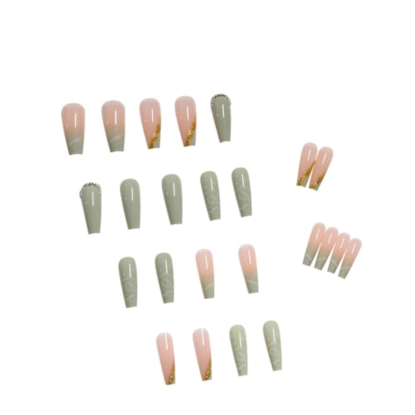 Långa falska naglar akryl kista tryck på naglar full täckning ballerina falska naglar för kvinnor och flickor 24PCS