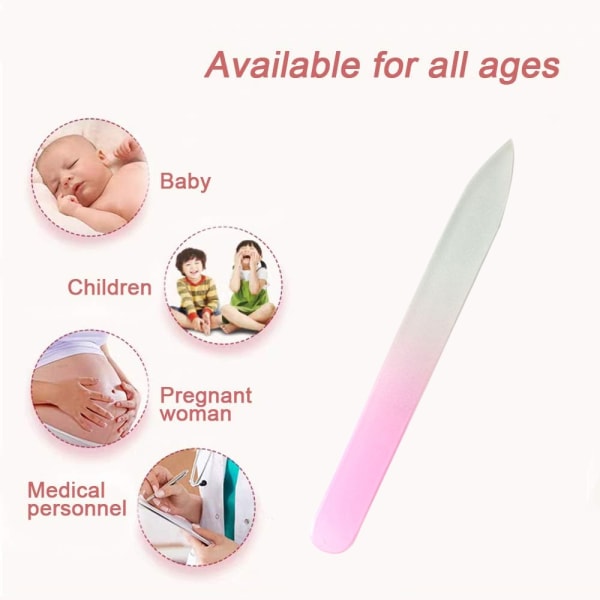 20st Kristallglas Baby Nagelfil Buffer Mini Manikyr Kit Nagellackering Nageltillbehör för nagelvård Pink
