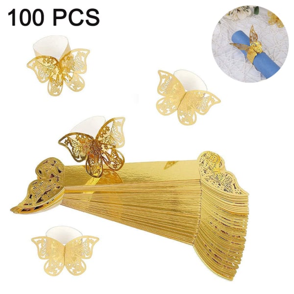 100 stk. Butterfly Papir Servietringe Bryllupper Fest Serviet Tab