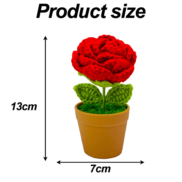 Rød Rose Potteplante Kunstig Potteplante Faux Planter til Bord Skrivebord Hjem Kunstig Potteplante Faux Planter