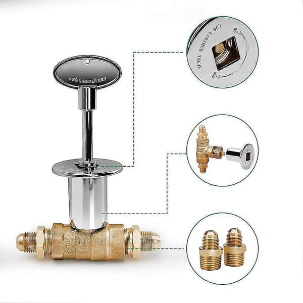 1/2-tommers Rett Kvarts-sving Stengeventilsett For NG LP Gasspeiser Med Polert Kromflens