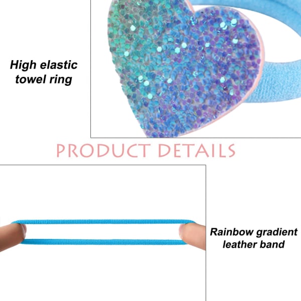 12 stk Glitter Hårstrikk for Små Jenter Elastiske Gummibånd