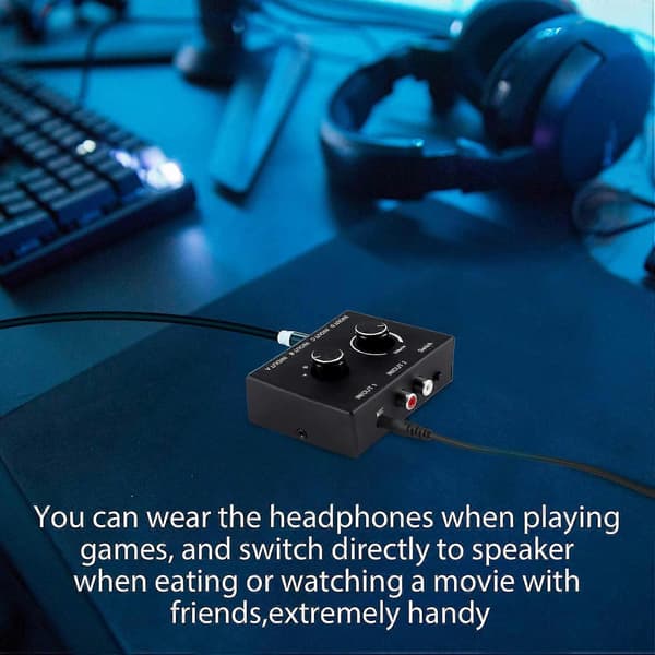 3,5 mm Audio Switch 4(2)-ind-2(4)-ud Aux Kanal Switch Splitter Boks Med Lydstyrkekontrol Til Pc He
