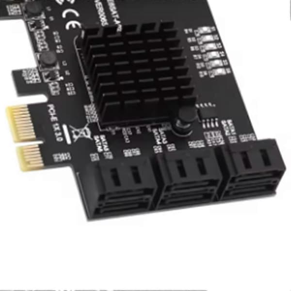 PCIE SATA 1X till 6 portar SATA 3.0 PCI E-kontroller PCI Express Multiplier expansionskort 6Gbps instickskort Riser Black