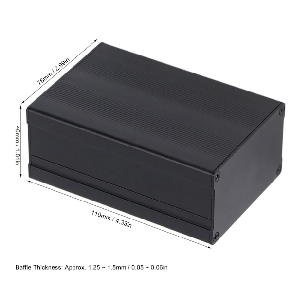 Aluminium Elektrisk Box Vattentät Junction Enclosure Case Split Typ för DIY 46x76x110mm Svart Strip