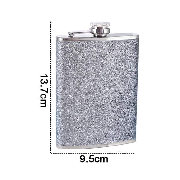 Ruostumattomasta teräksestä valmistettu värikkäillä glitterillä koristeltu hip flask - Tilavuus 6 oz