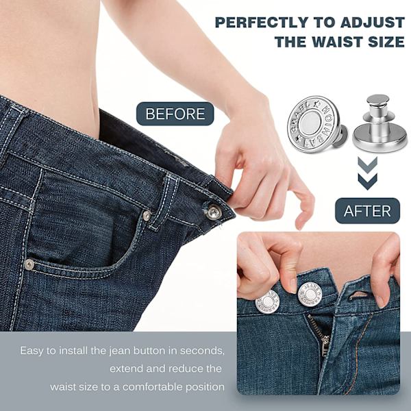 Jeans knapp utan sömnad metall omedelbar jeans knapp stift avtagbar