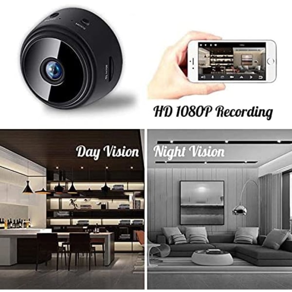 Mini spionkamera, trådlös kamera 1080P Full HD med ljud och