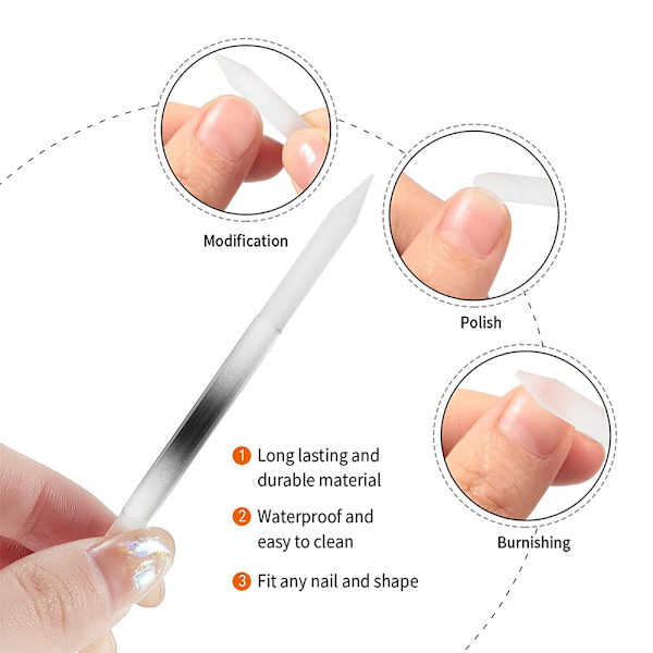 Glas Cuticle Pusher Sæt Cuticle Remover Glas Neglefil Dobbelt En