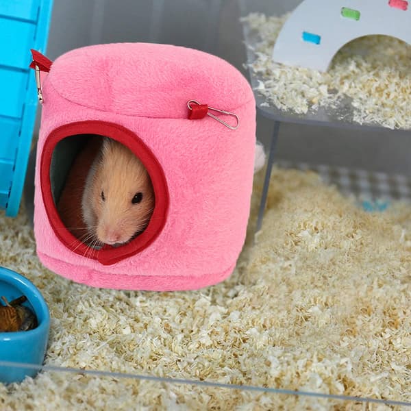 2 stk. Mini Hamster Seng Gemmesteder og Huse, Bomuld Mini Dyr Kæledyrsrede Hule pink M