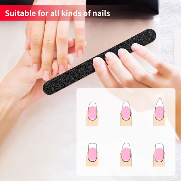 Nagelfil Emery Board Nagelvård Dubbelsidig Grit Gel Akryl Dip Svart Nagelbuffrande Filer Professionell manikyr Pedikyrverktyg 20st/pack Nagel