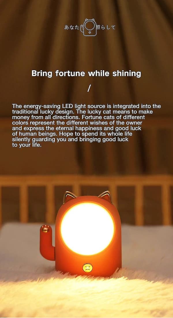 Berøringsfølsom dæmpbar Lucky Cat-lampe med USB-opladning (gul)