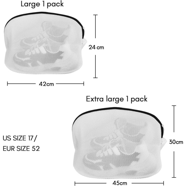 Ett set med 2 skotvättpåsar, tvättnät, med tvättmaskinsdragkedja, högkvalitativt tvättnät