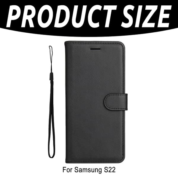 Læder Wallet Case til Samsung S22 (3 Kort) - ALLE FARVER Sort