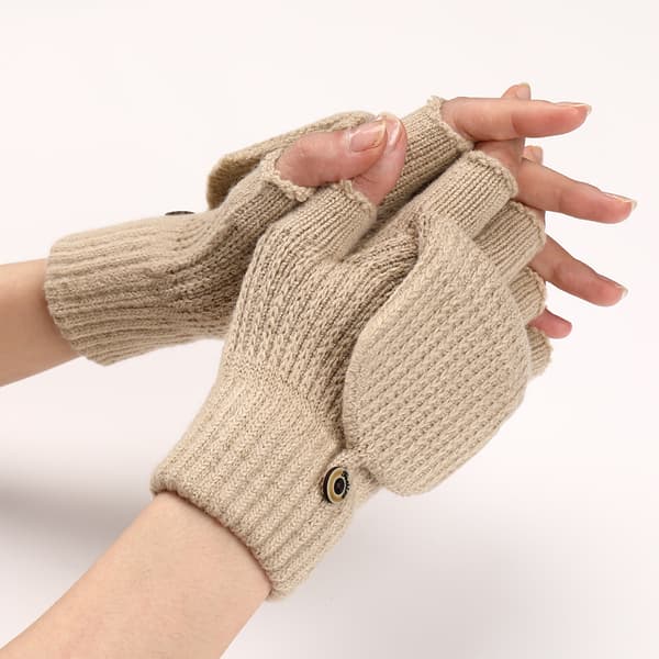 Enfärgade handskar, dubbla varma handskar Apricot color