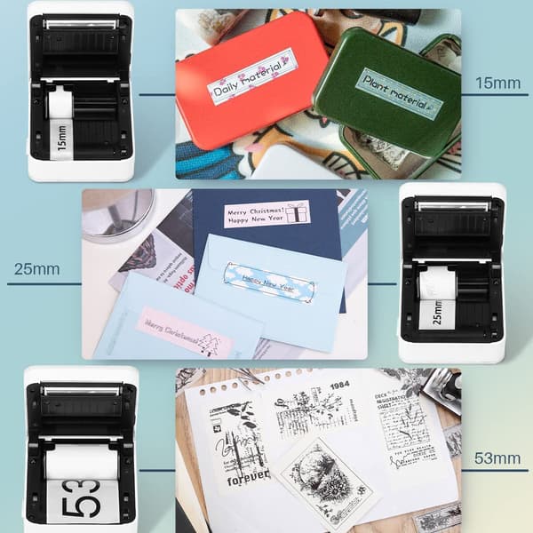 M02 Pro 300 DPI Mini Termisk Printer, Bluetooth Fotoprinter til Mobiltelefon, Kompatibel med 15, 25, 53 mm Papir, til iOS og Android, Ideel til