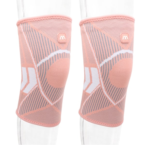 2 st Sports Knäskydd Andningsbart Nylon Stickat Knäskydd 4-sidigt Elastiskt Rep Knäskydd för Löpning Klättring Rosa XL