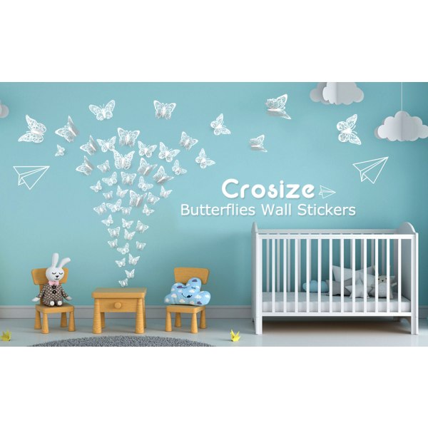 72 stk. 3D Sommerfugl Vægsmykke 3 Størrelser Sommerfugl Dekorationer Butt