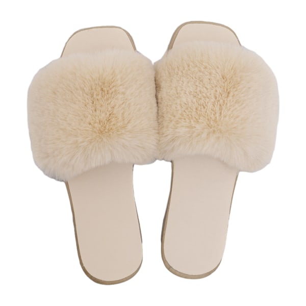 Dames Slides Åbne Tå Fluffy Tøfler Med Hvælvstøtte Plantar