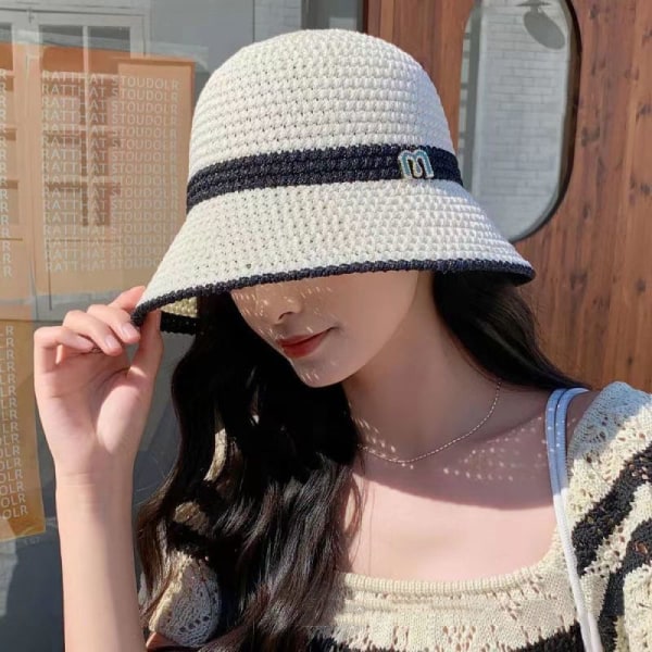 Solhattar för kvinnor Sommar Casual Bred Brätte Bomull Bucket Hat Strand Semester Resa Tillbehör