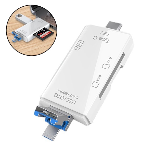 SD/TF-kortinlukija, 6-in-1 USB OTG-sovitin liitäntäkortilla