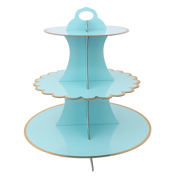 Elegant 3-vånings Cupcake-ställ, Återanvändbart konditoriställ för födelsedagsbröllop, Dekorativt dessertställ i kartong med klassiskt blommönster