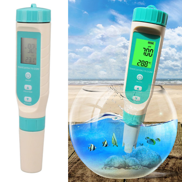 Water Quality Tester TDS EC PH SALT S.G ORP TEMP 7 in 1 IP67 Waterproof Multifunction Digital Water Tester