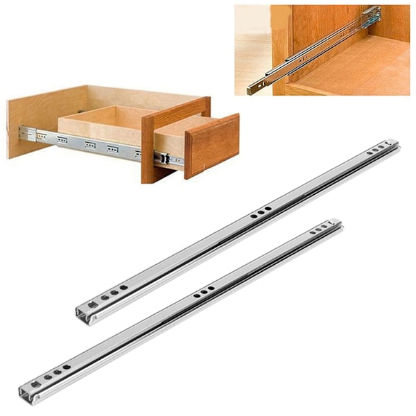 2 st/set 342x17mm kallvalsat stål lådskena kullager glid för skåp sidobord