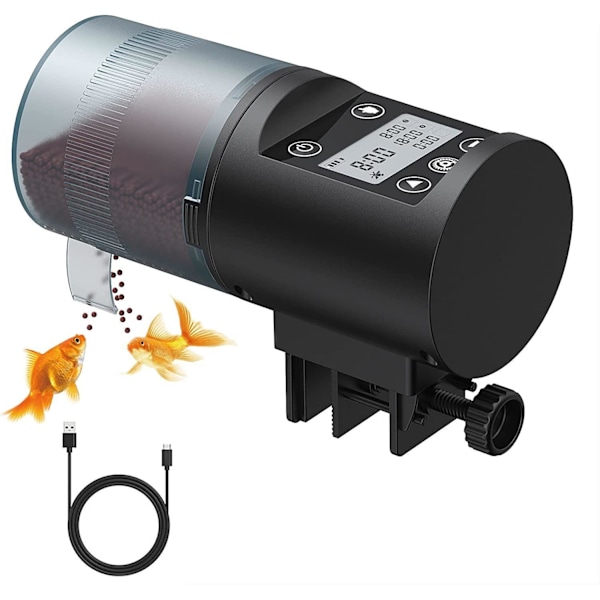 USB-ladet fiskefôringsautomat, 200ml automatisk fôringsstasjon for gullfisk