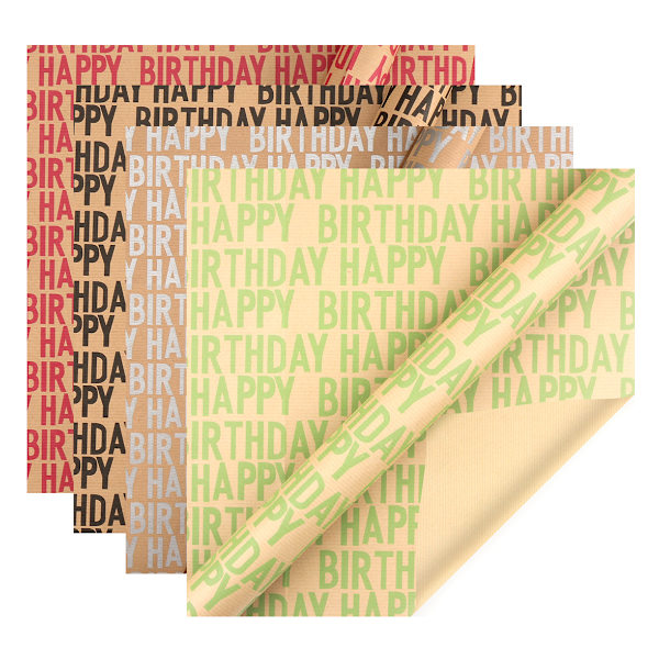 Grattis på födelsedagen Inslagning papper Vintage kraft presentpapper