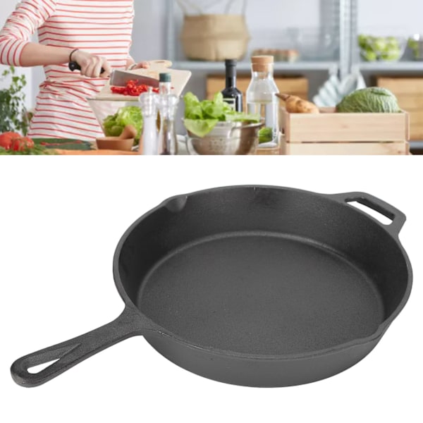 Gjutjärnspanna Snabb och jämn uppvärmning Non-stick Bred applikation Gjutjärnspanna för ugn Spis Grill 25 cm diameter