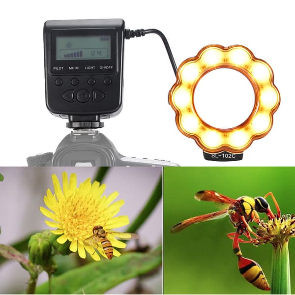 Makro LED Ring Flash Lys til DSLR Kameraer +8 stk Adapterringe